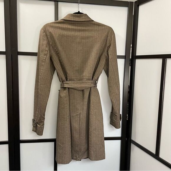 [3/4] Jacob Brown & Tan Fall Long Sleeve Belted Trench Coat Rain Jacket Women’s - Picture 4 of 12